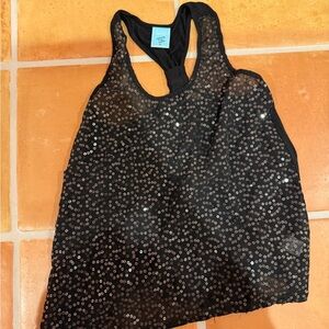 h.i.p. Black Sequin Racerback Tank